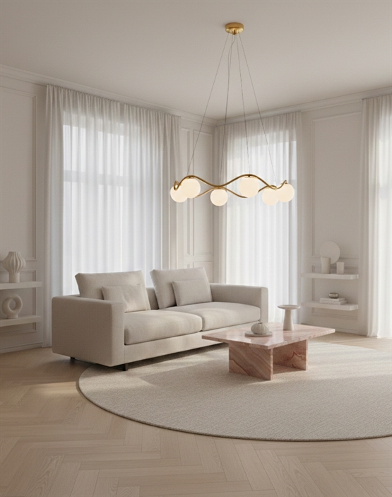 Circle of Life Kronleuchter large m/Ø15 Schirmen, opal/messing