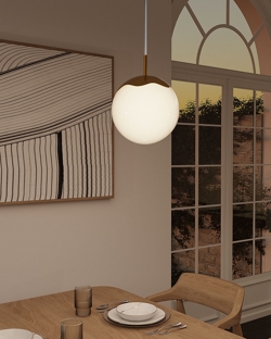 Circle of Life Pendelleuchte Ø200 m/weißer Kabel, opal/messing