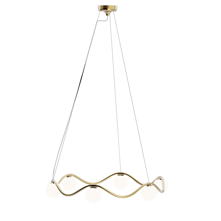 Circle of Life Kronleuchter groß, opal/messing