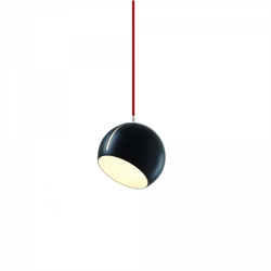 Tilt Globe Pendelleuchte, schwarz/rotes Kabel