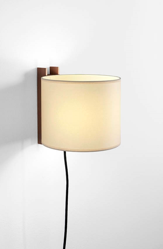 TMM Corto Wandleuchte, Walnuss/Beige m/Kabel