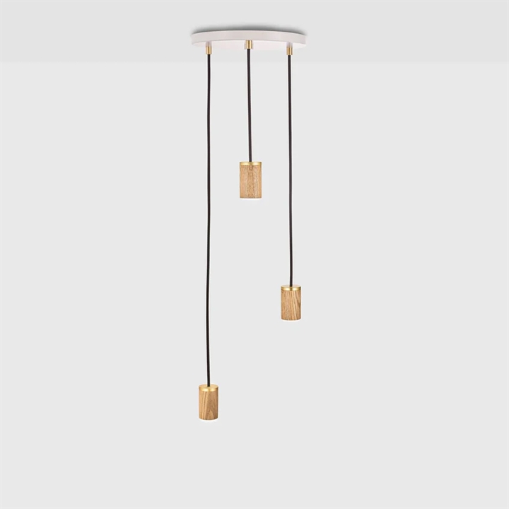 Tala Triple Pendelleuchte (Fassung), weiß/Eiche