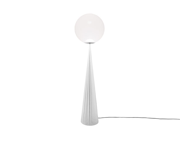 Globe Fat Stehleuchte, opal/silber