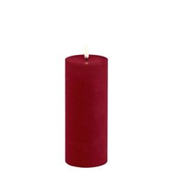 LED Blockkerze, Carmine red, Rustic, 7,8x20cm