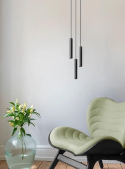 Chimes Cluster 3 Cluster-Pendelleuchte, schwarze Eiche