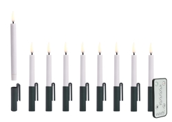 LED Weihnachtsbaumkerzen m. grünem Clip, White, 9er-Pack, 1,3x13,8cm inkl. Fernbedienung