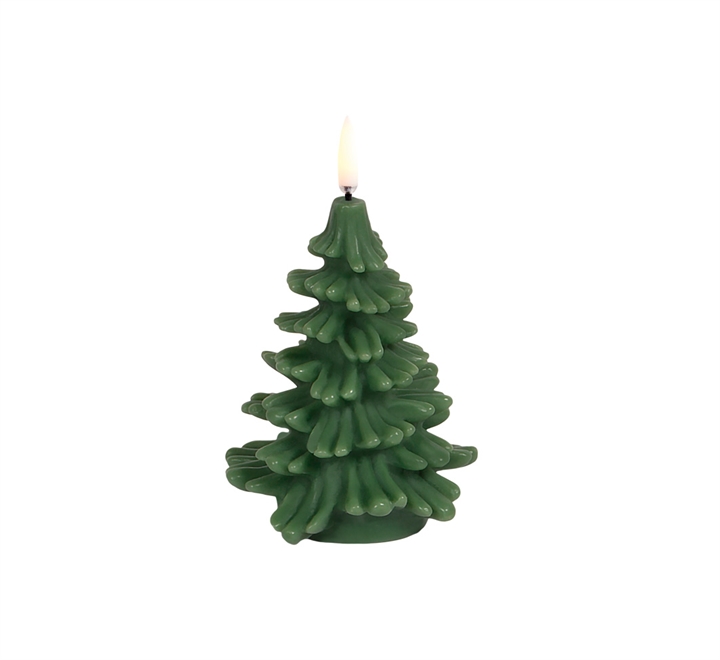 Uyuni LED Kerze Weihnachtsbaum, olive green, smooth, 9x12