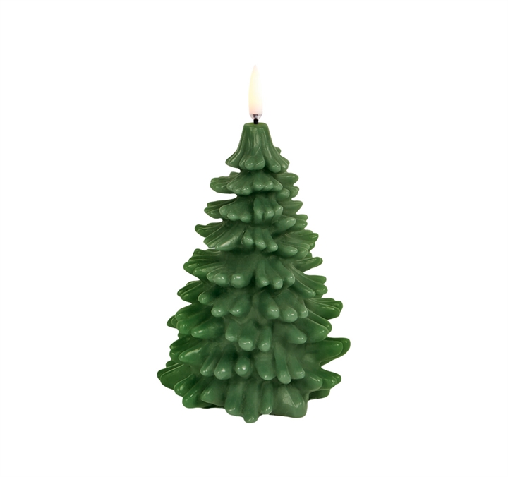 Uyuni LED Kerze Weihnachtsbaum, olive green, smooth, 10x15