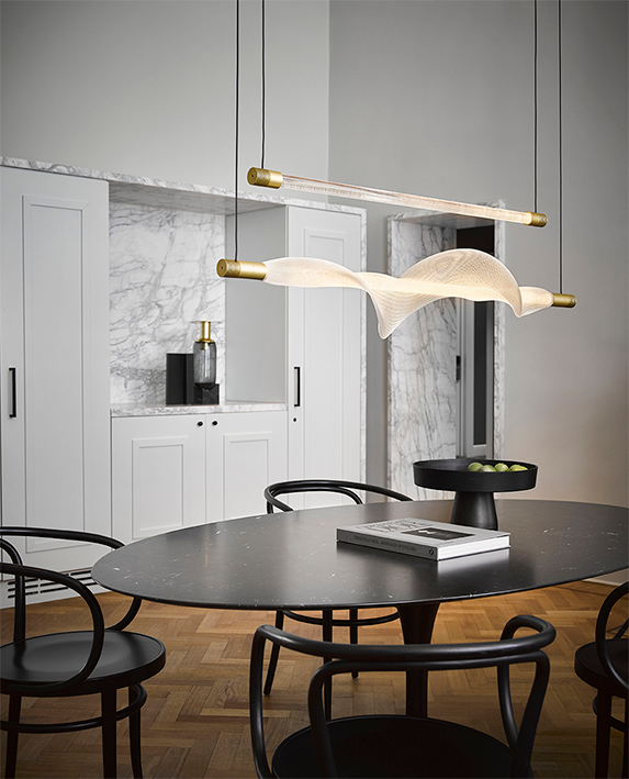 Vapour Pendelleuchte horizontal, Gold