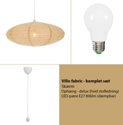 Villo Reispapier Pendelleuchte 60, fabric- SET (inkl. Aufhängung und Leuchtmittel)