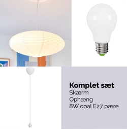 Villo Reispapier Pendel 60, weiß - SET (inkl. Aufhängung und Leuchtmittel)