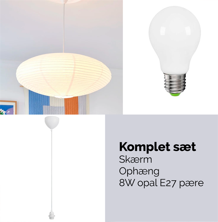 Villo Reispapier Pendel 60, weiß - SET (inkl. Aufhängung und Leuchtmittel)