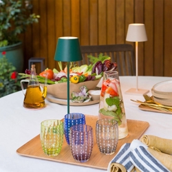 Poldina Akku-Leuchte in dunkelgrün und sand