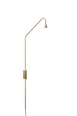 Austere Wandleuchte m. Touchdimmer und Stecker, gebürstetes Messing