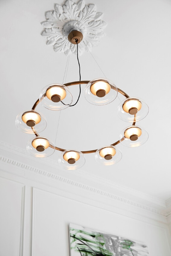 Blossi 8 Kronleuchter, nordic gold/klar