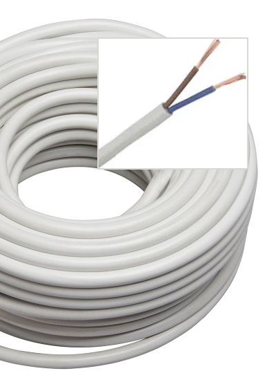 Plastikkabel, Weiß (verkauft pro Meter)