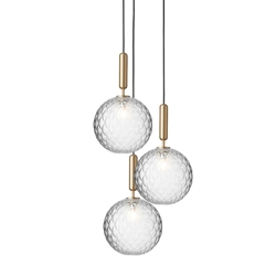 Miira 3 Large Pendelleuchte, Messing/Klar