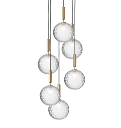 Miira 6 Large Pendelleuchte, Messing/Klar