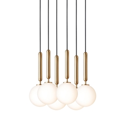 Miira 6 Pendelleuchte, Opal/Messing