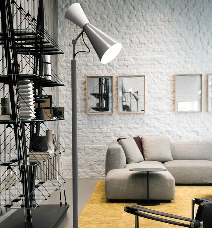 Parliament Stehlampe, weiß/mattgrau