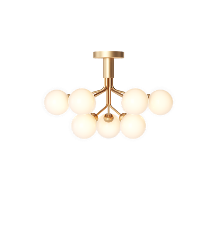 Apiales 9 Deckenleuchte, gebürstetes Messing/Opal