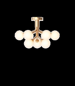 Apiales 9 Deckenleuchte, gebürstetes Messing/Opal
