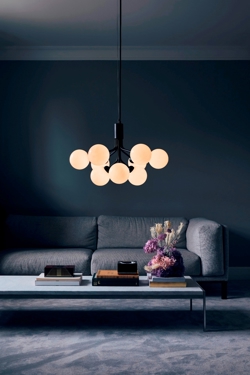 Apiales 9 Kronleuchter, Satin Schwarz/Opal