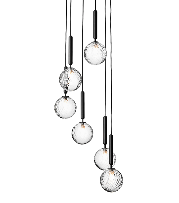 Miira 6 Pendelleuchte, grau/klar