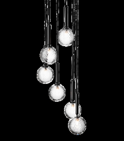 Miira 6 Pendelleuchte, grau/klar