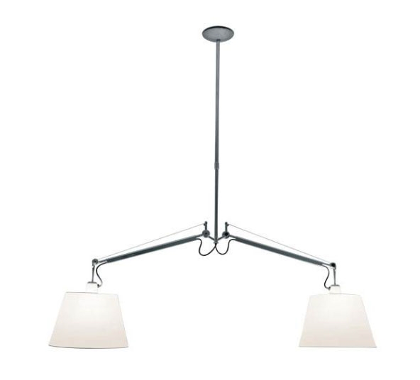 Tolomeo Sospensione Basculante 2 Bracci, Ø24 grau satin